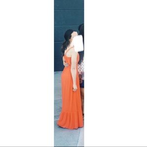 SOLD- Forever21 Orange Summer Maxi with Bronze Buttons
